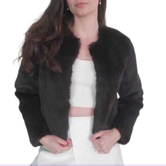 Theory Cherub Black Rabbit Fur Jacket Size XS - Picture 3 of 14